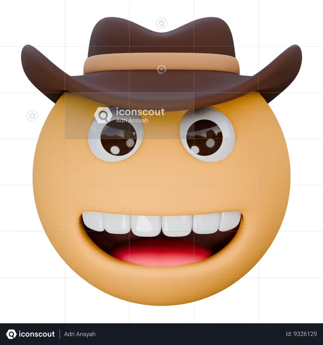 Cowboy hat face Emoji 3D Icon