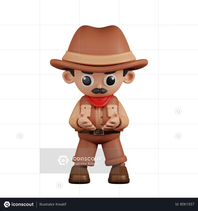 Cowboy Holding Something  3D Illustration