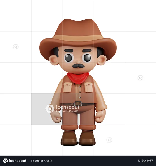 Cowboy Standing  3D Icon
