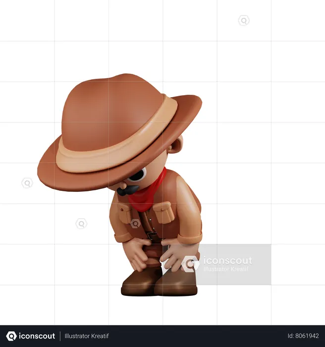 Cowboy Taking A Break  3D Illustration