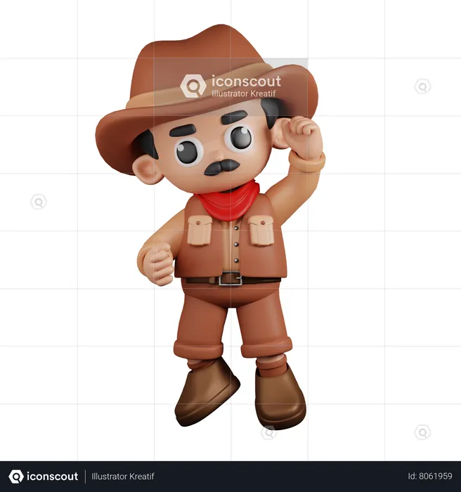 Cowboy With Congrats  3D Illustration