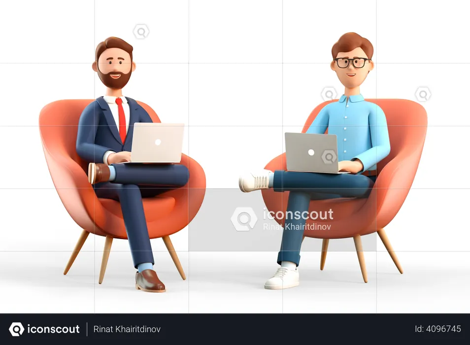 Coworkers doing office work  3D Illustration