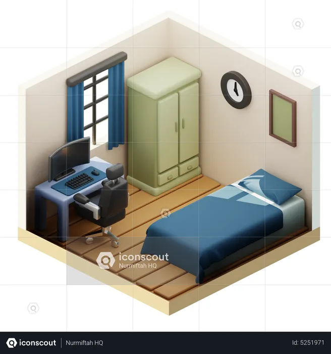 Cozy Bed Room  3D Icon