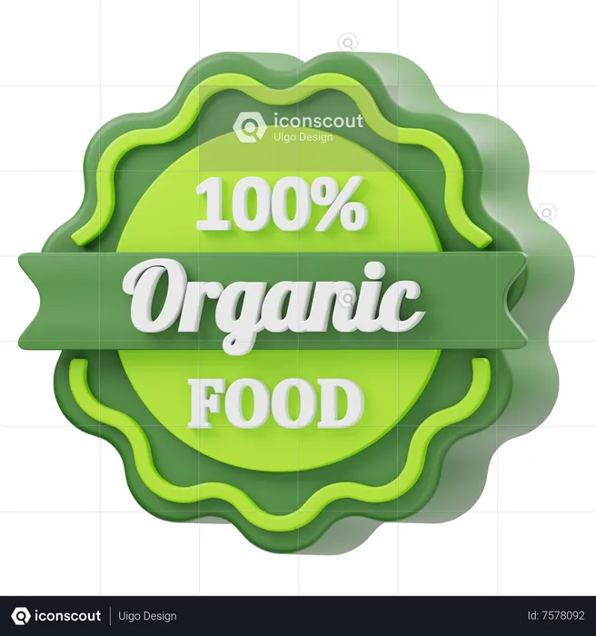 Distintivo de Alimentos 100% Orgânicos  3D Icon