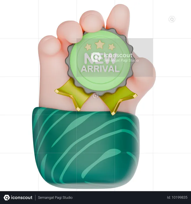 Crachá de vendas gesto de mão recém-chegado  3D Icon