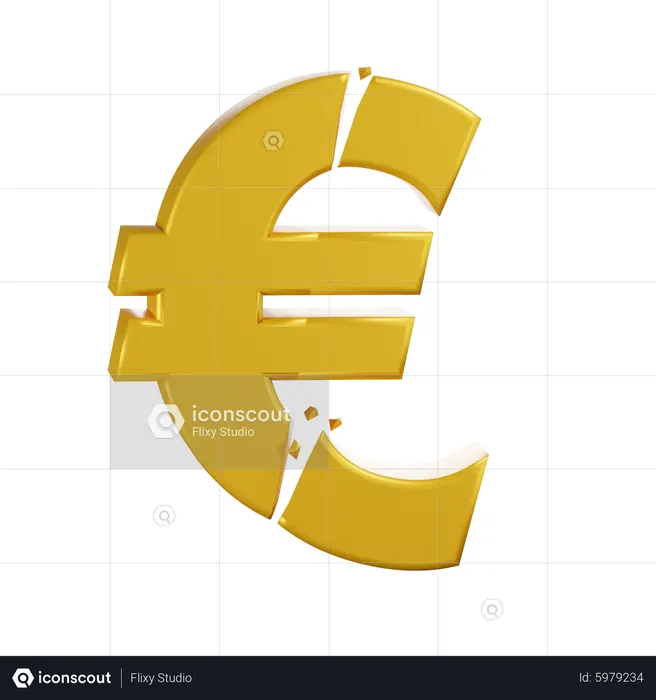 Cracking Euro Symbol  3D Icon