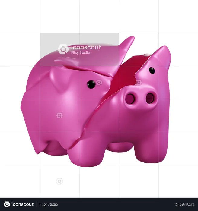 Cracking Piggy  3D Icon