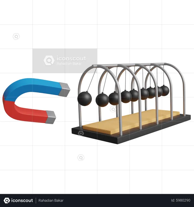 Cradle And Horseshoe Magnet  3D Icon