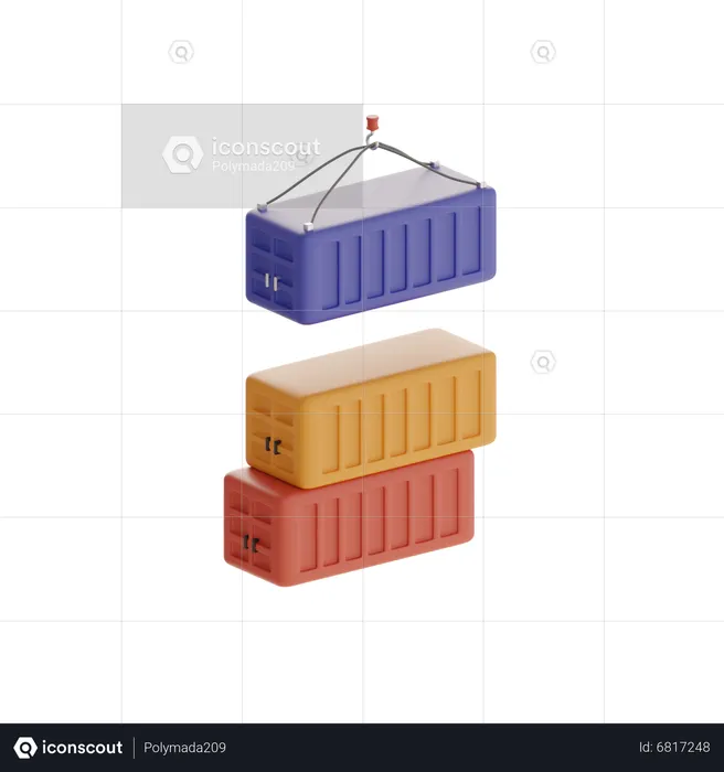 Crane And Cargo Box  3D Icon