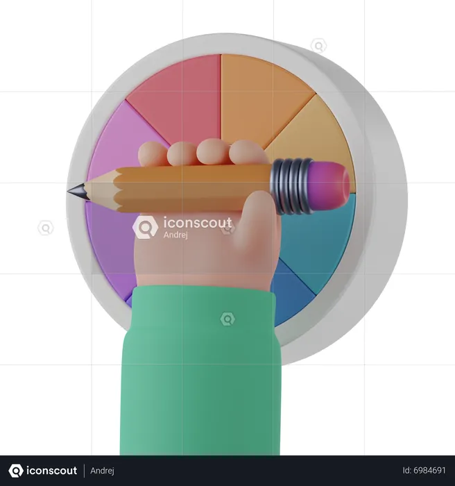 Crayon à la main  3D Icon