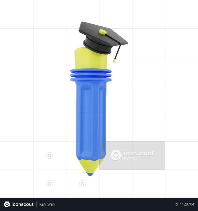 Crayon avec un capuchon de graduation  3D Illustration