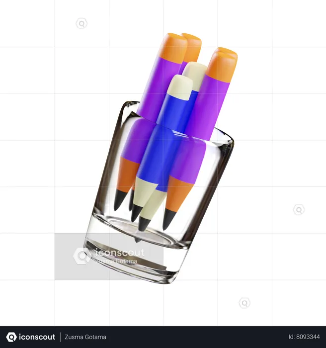 Crayon dans le verre  3D Icon