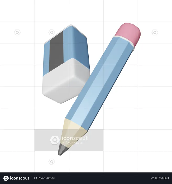 Crayon et gomme  3D Icon