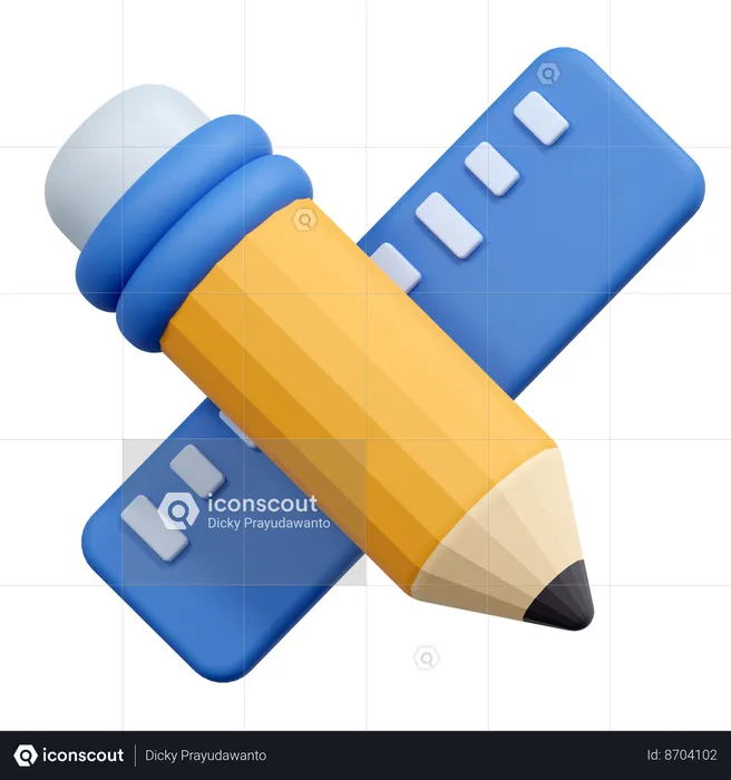 Crayon et règle  3D Icon