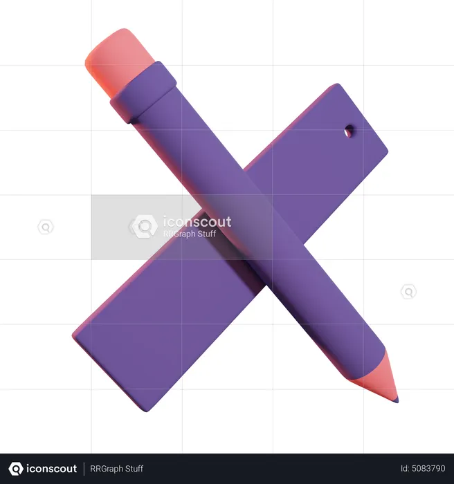 Crayon et règle  3D Icon