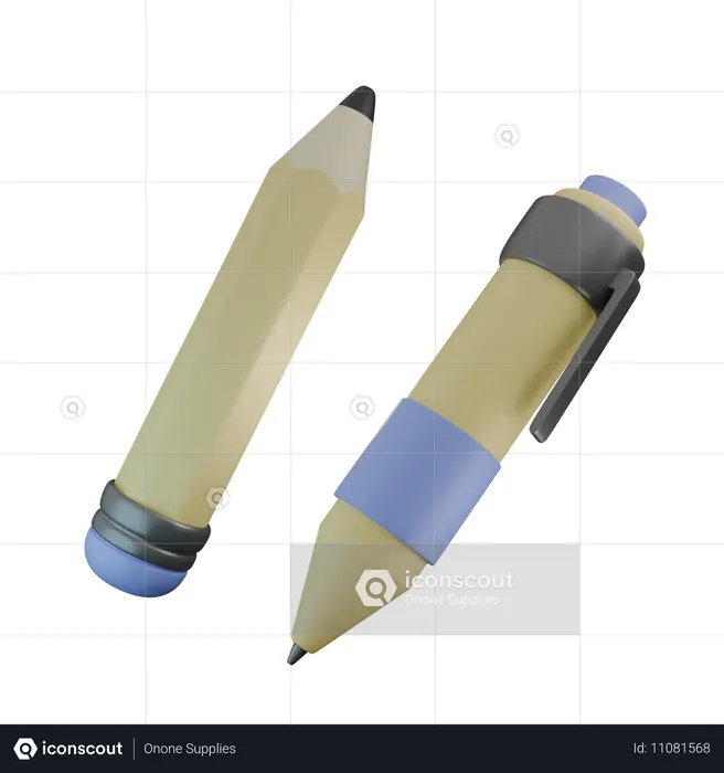 Crayon et stylo  3D Icon