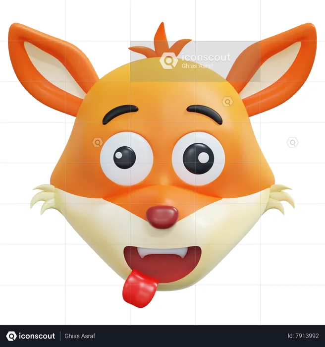 Crazy Fox Emoticon Emoji 3D Icon