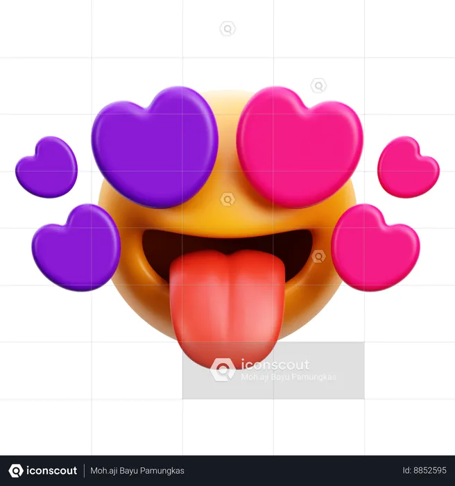 Crazy Love Emoji 3D Icon