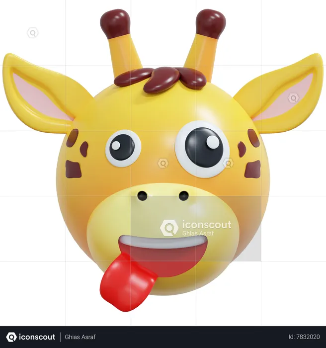 Crazy Smile Giraffe Emoticon Emoji 3D Icon