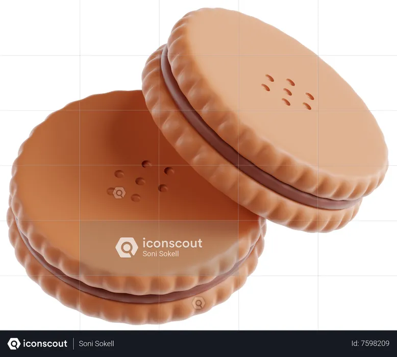 Cream Biscuits  3D Icon