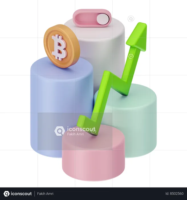 Crecimiento de bitcoin  3D Icon