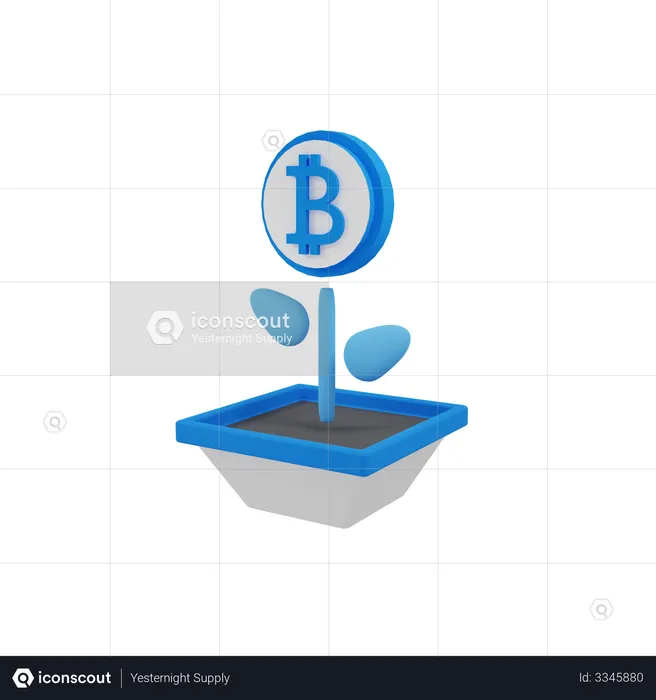 Crecimiento de bitcoin  3D Illustration