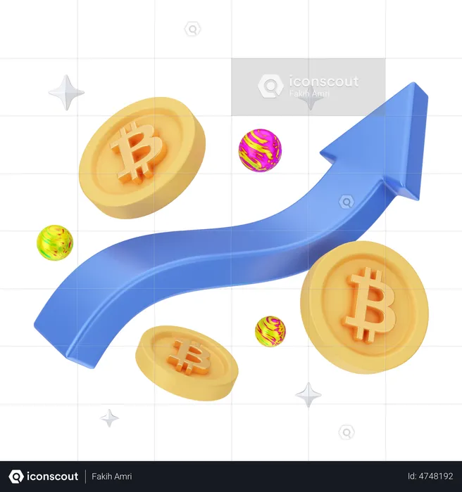 Crecimiento de bitcoin  3D Illustration