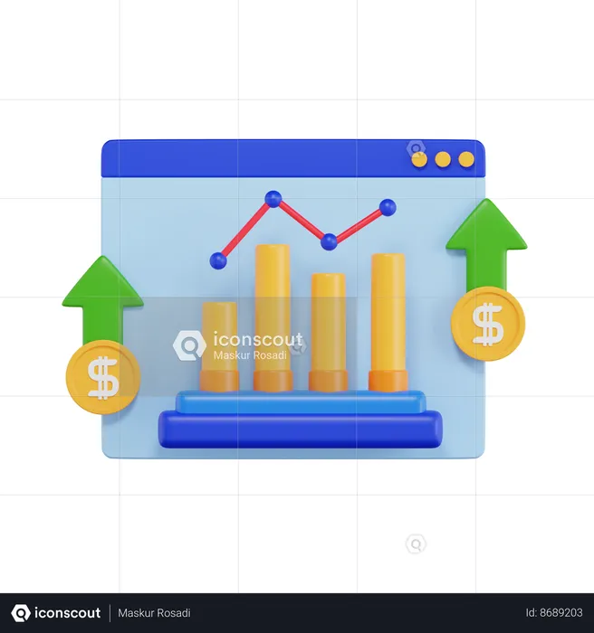 Crecimiento comercial  3D Icon