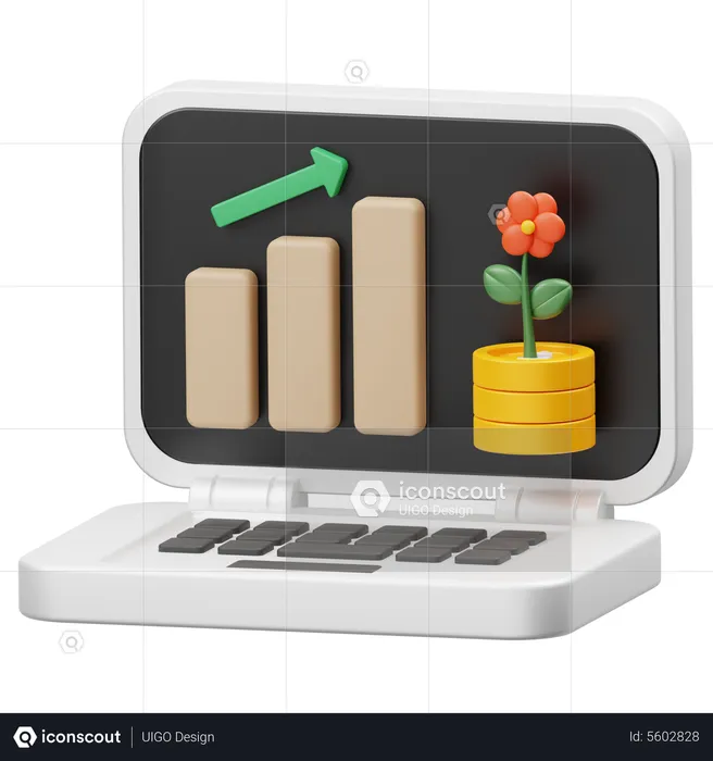 Crecimiento de la inversión en línea  3D Icon