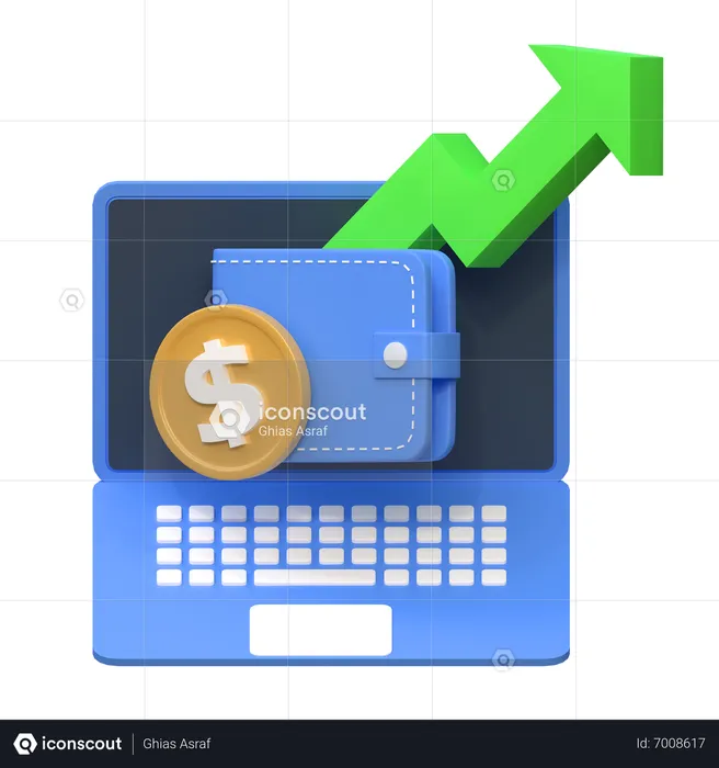 Crecimiento de la inversión en línea  3D Icon