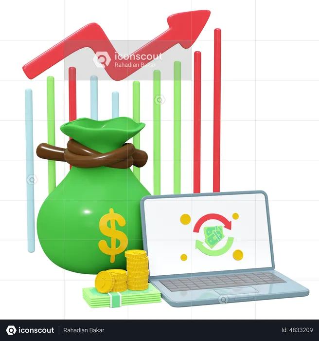 Crecimiento de la inversión financiera  3D Icon