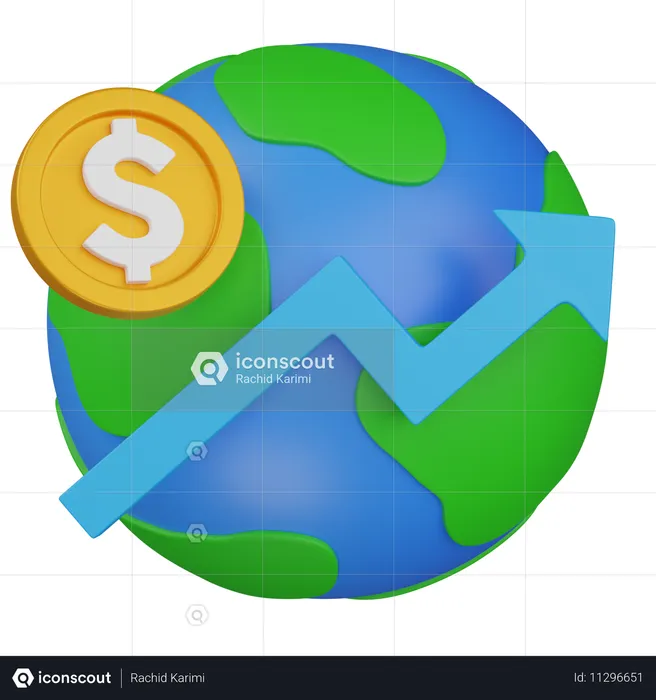 Crecimiento de la economía mundial  3D Icon