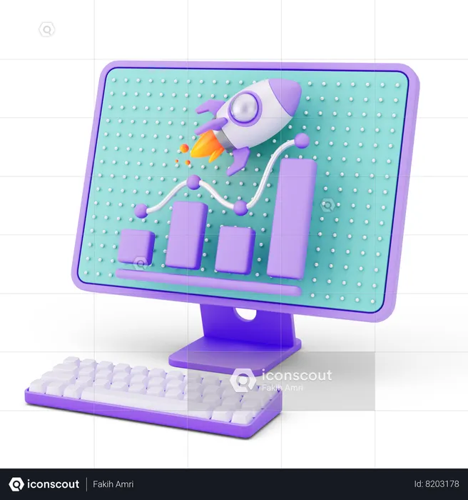 Crecimiento de startups en línea  3D Icon