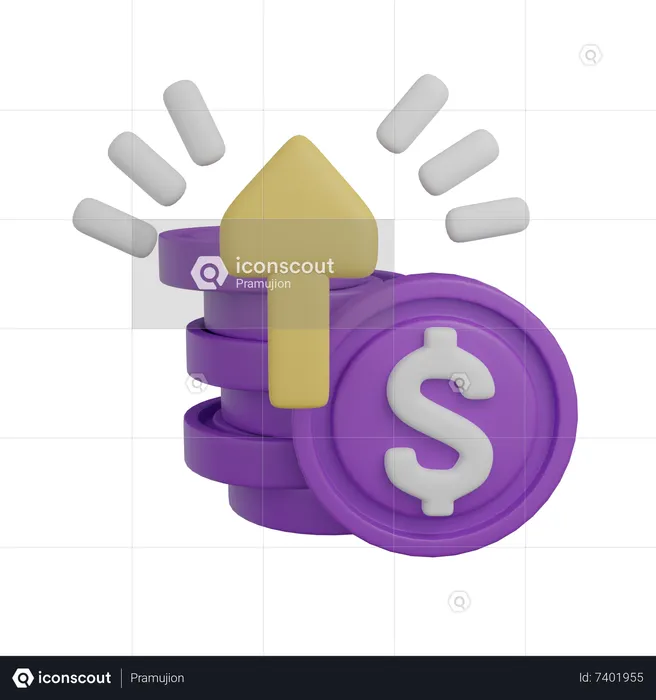 Crecimiento del dólar  3D Icon