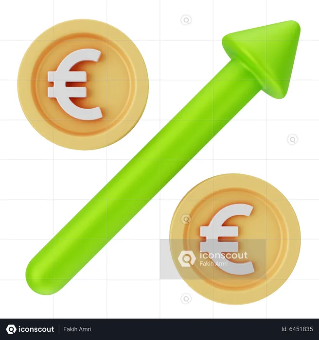 Crecimiento del euro  3D Icon