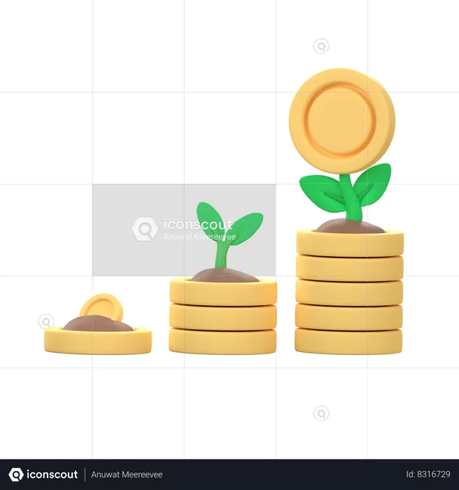 Crecimiento del dinero  3D Icon