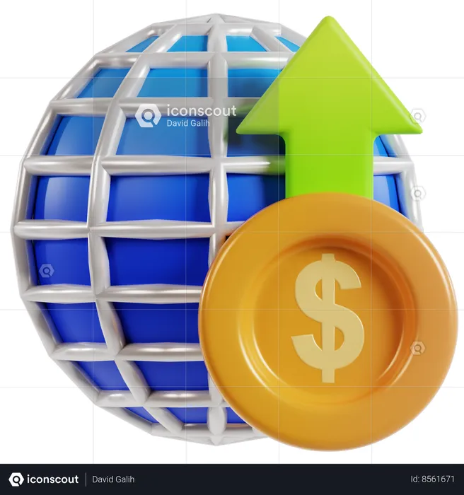 Crecimiento financiero mundial  3D Icon