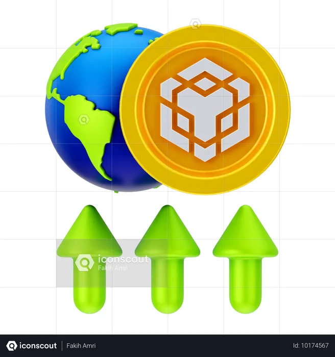 Crecimiento global de binance  3D Icon