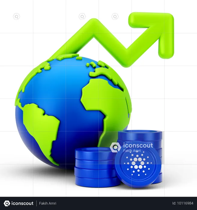 Crecimiento global de Cardano  3D Icon