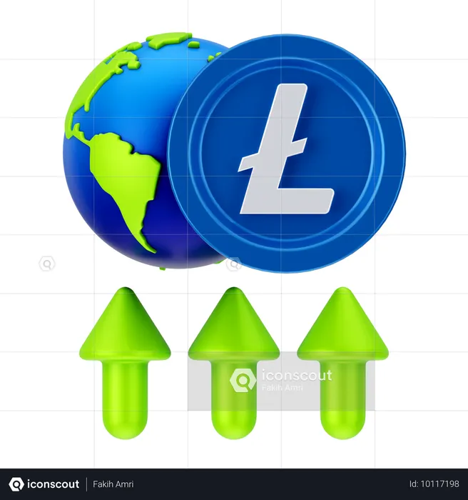 Crecimiento global de Linecoin  3D Icon