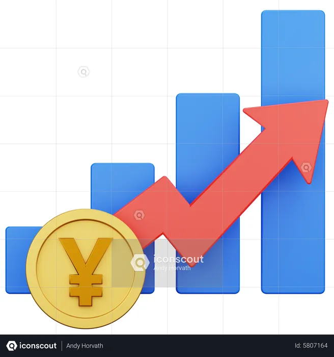 Crecimiento del dinero del yen  3D Icon