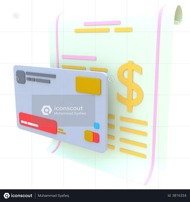 Credit Card Bill  3D Illustration