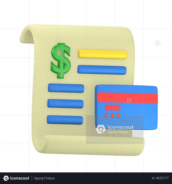 Credit card invoice Online  3D Illustration