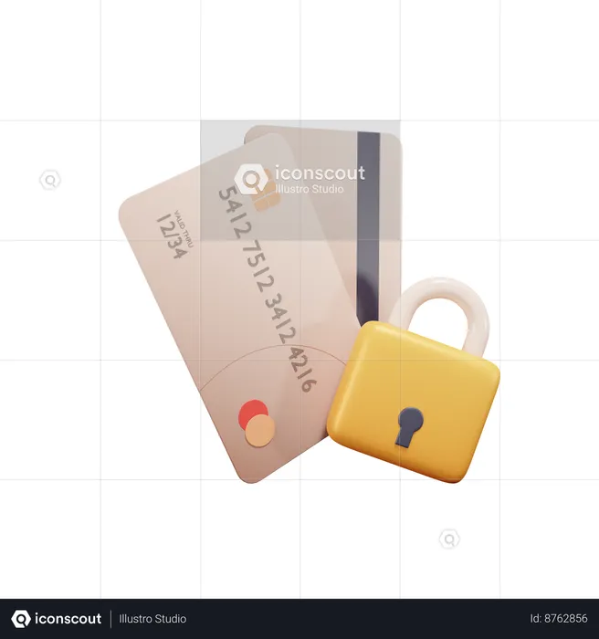 Credit Card Lock  3D Icon