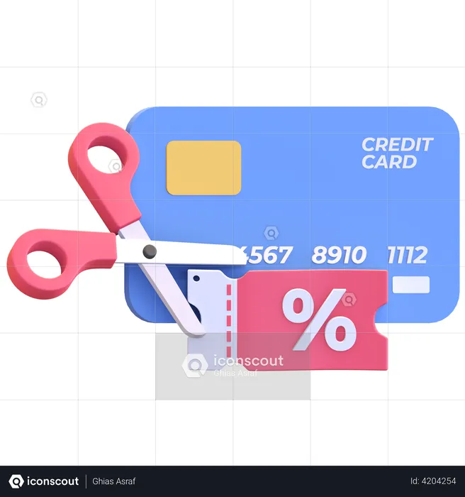 Credit card payment discount voucher  3D Illustration