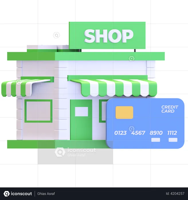 Credit card payment store  3D Illustration