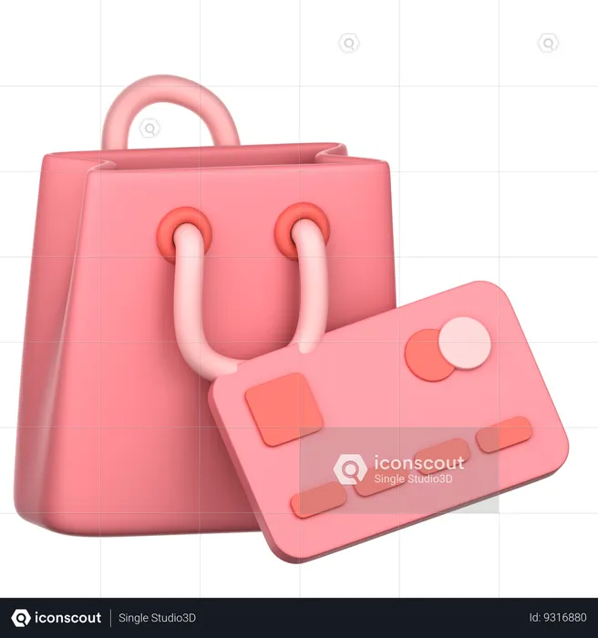 Credit Card Shopping  3D Icon