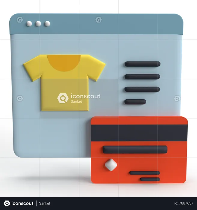 Credit Card Shopping  3D Icon