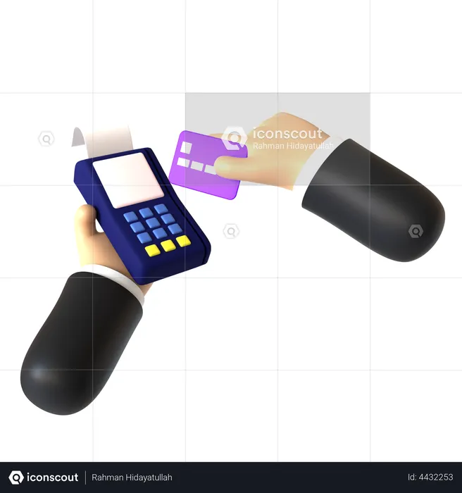 Credit Card Swiping Hand Gesture 3D Illustration