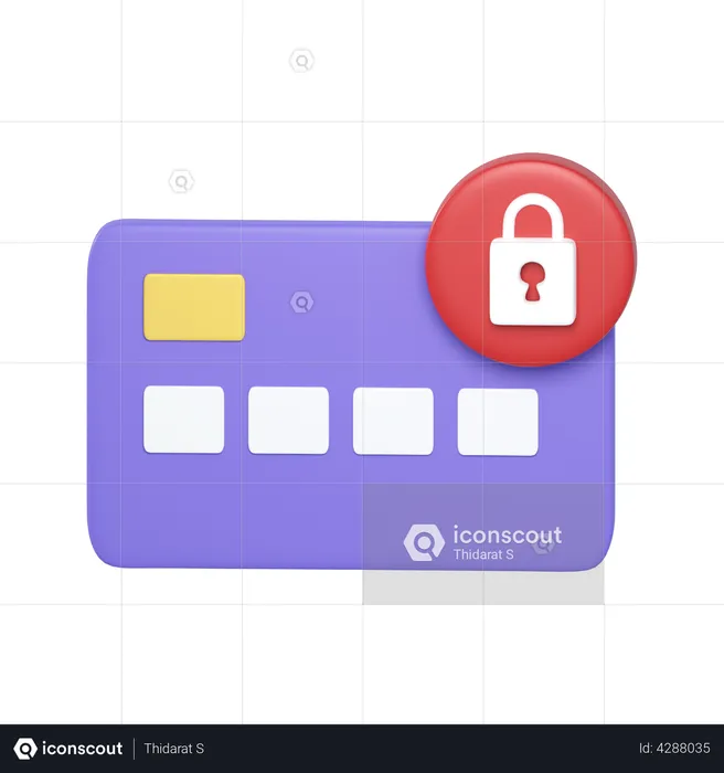 Credit Card With Lock  3D Illustration